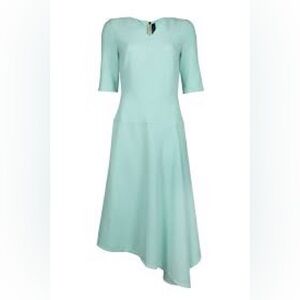Roland Mouret Mint Asymmetrical Dress full-zip back